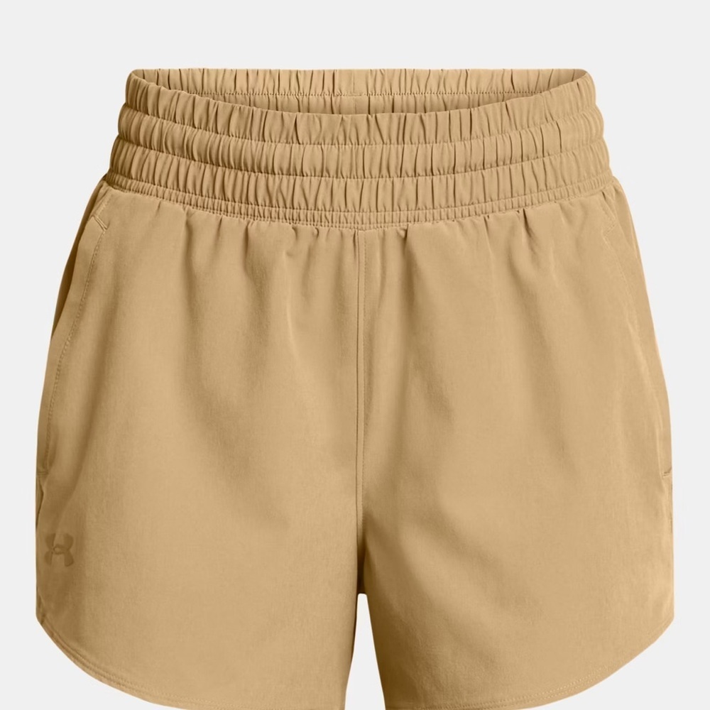 Under Armour Tan Athletic Shorts with Elastic Waistband and Side Split - Picture 4 of 6